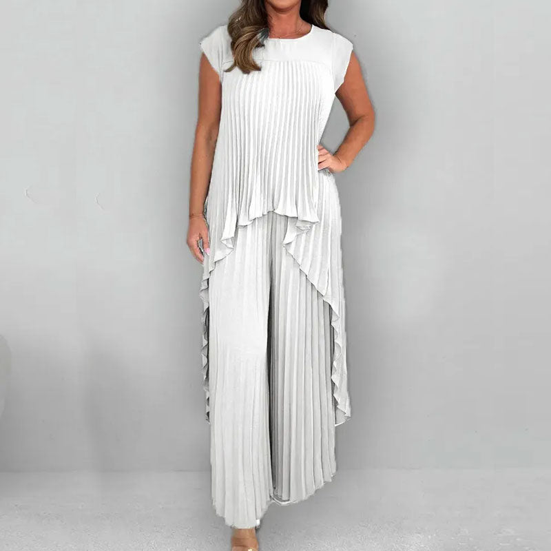 🎁Gratis levering✈️Effen Tweedelig Pak Met Ronde Hals