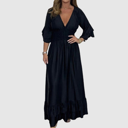 ✨Nieuwe artikelen 35% korting🎁Satijnen V-hals ruchejurk