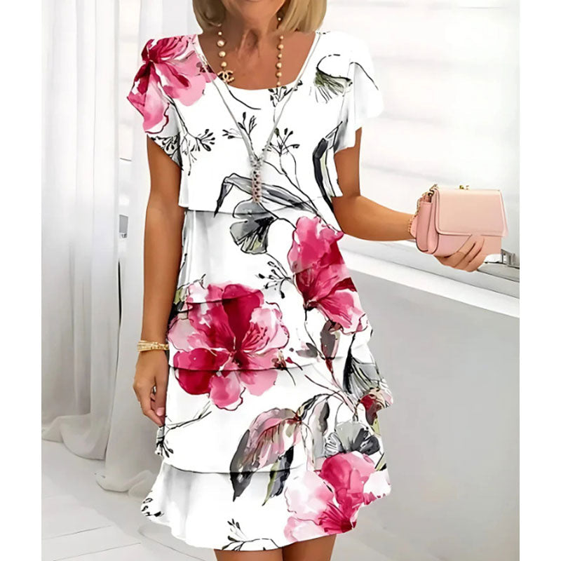 🌸Lente specials🌸 Cascade jurk met meerdere planten en bloemenprint