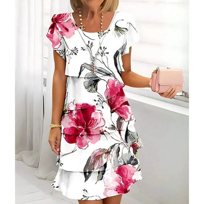 🌸Lente specials🌸 Cascade jurk met meerdere planten en bloemenprint