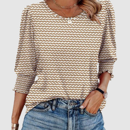 🔥Blouses voor dames Casual 3/4 mouwloze damestops met gesmokte manchetten