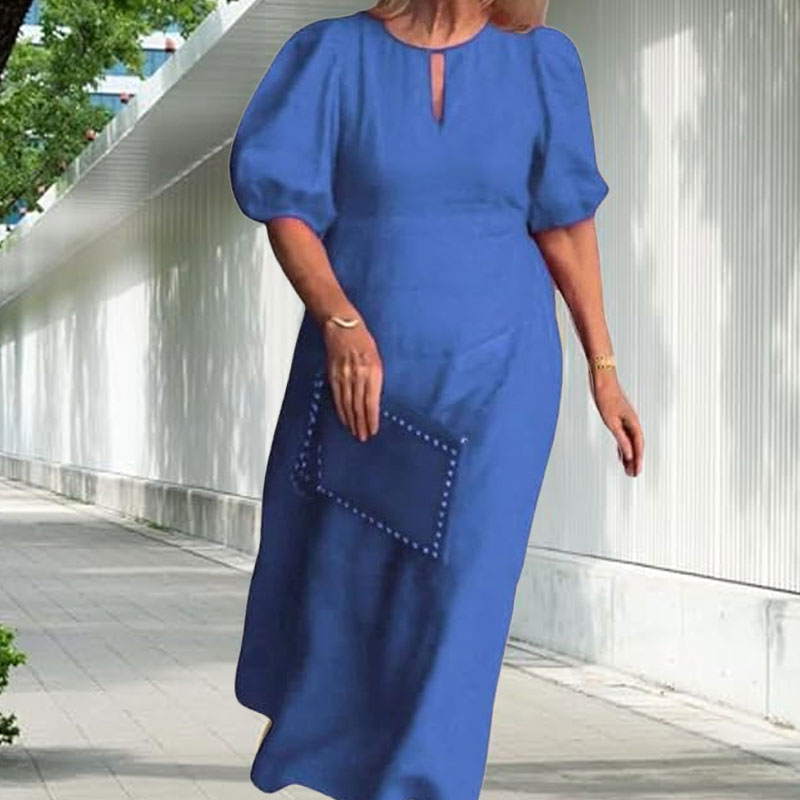 ✨Nieuwe productpromotie 45% korting🎁Effen Casual Jurk Met Pofmouwen