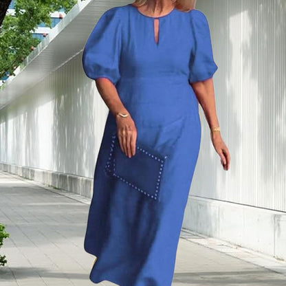 ✨Nieuwe productpromotie 45% korting🎁Effen Casual Jurk Met Pofmouwen