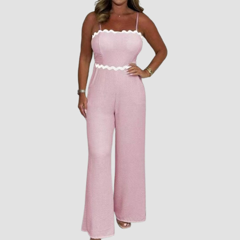 🔥Tijdelijke aanbieding 49% KORTING🎁🌸 Geribbelde jumpsuit met jarretelles en borstomslag