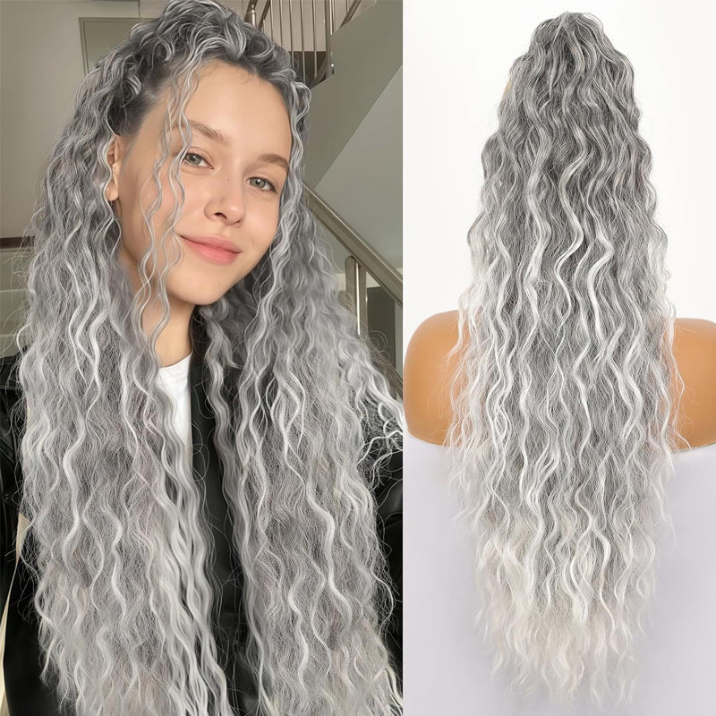 💜Water Ripple Lange Krullende Paardenstaart Clip Pruik💜