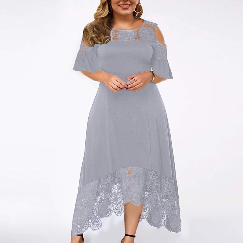 👗Kanten Ruche Jurk Met Korte Mouwen