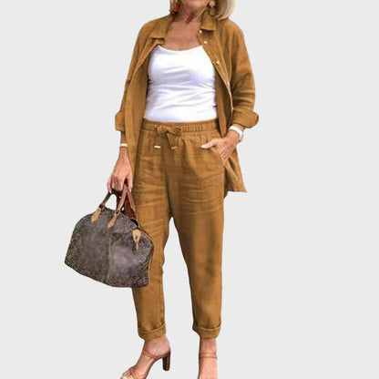 ✨Gratis verzending🎁Effen Casual Tweedelige Set Met Lange Mouwen En Broek