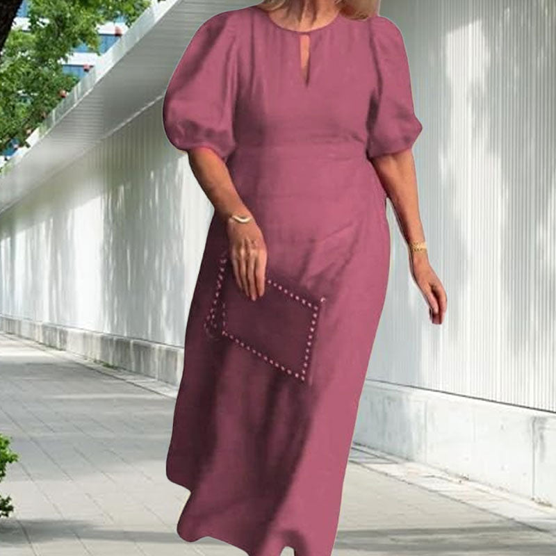 ✨Nieuwe productpromotie 45% korting🎁Effen Casual Jurk Met Pofmouwen