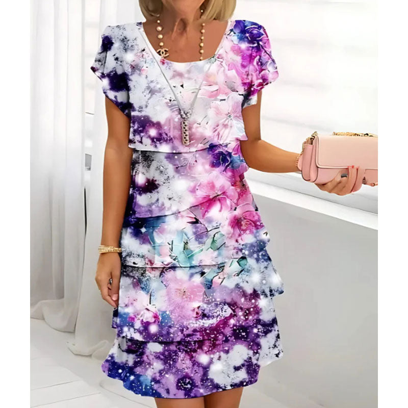 🌸Lente specials🌸 Cascade jurk met meerdere planten en bloemenprint