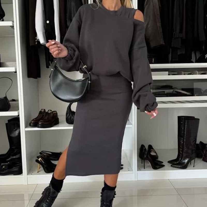 👗Dames-set met bijgesneden schoudercapuchon en mouwloze jurk