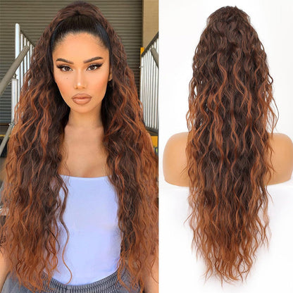 💜Water Ripple Lange Krullende Paardenstaart Clip Pruik💜