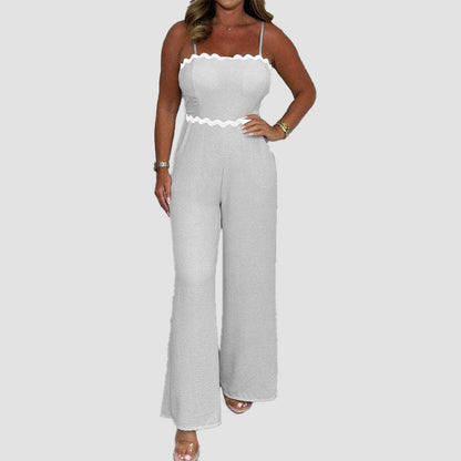 🔥Tijdelijke aanbieding 49% KORTING🎁🌸 Geribbelde jumpsuit met jarretelles en borstomslag