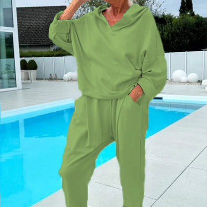 🔥Hot sale 49% KORTING🎁Effen kleur hoodie met capuchon, tweedelige set