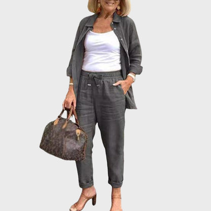 ✨Gratis verzending🎁Effen Casual Tweedelige Set Met Lange Mouwen En Broek