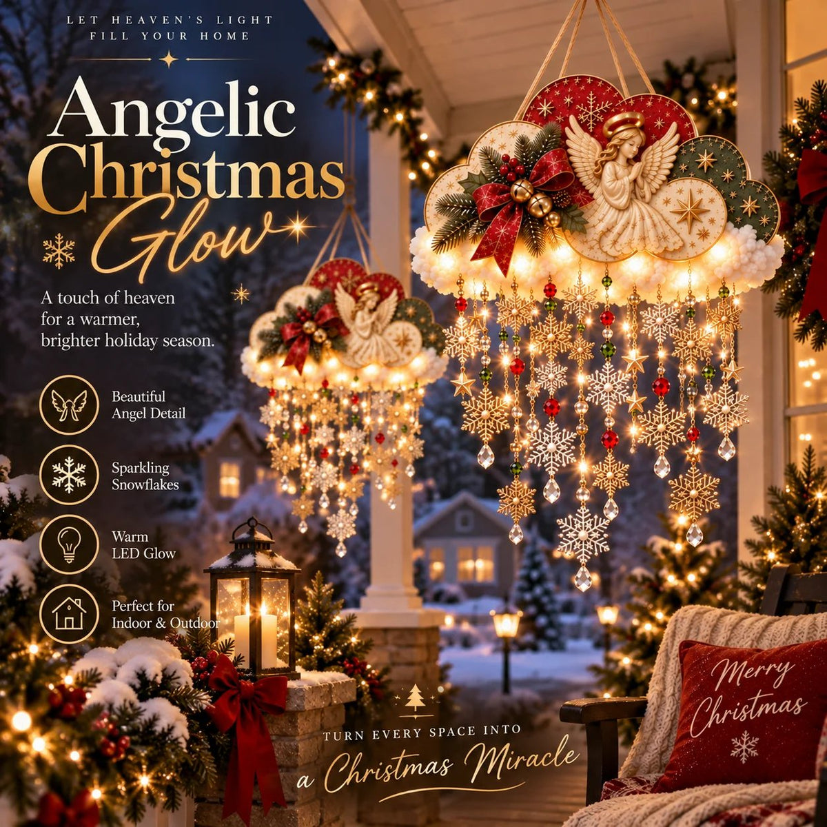 🔥✨ Engelachtige kerst-sneeuwwolk – Verlichte hangende kerstversiering☁️✨