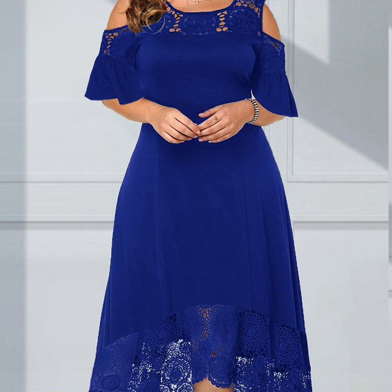 👗Kanten Ruche Jurk Met Korte Mouwen