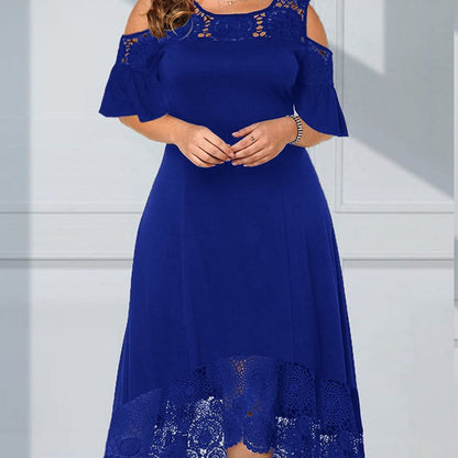 👗Kanten Ruche Jurk Met Korte Mouwen