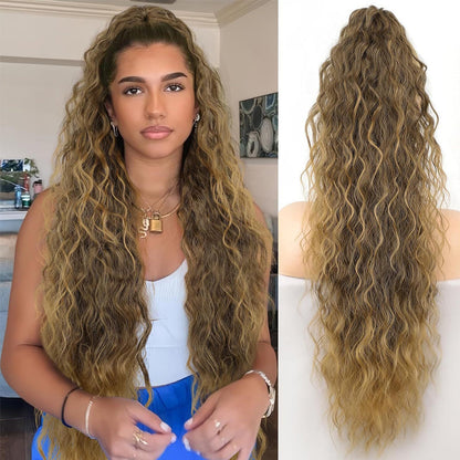 💜Water Ripple Lange Krullende Paardenstaart Clip Pruik💜