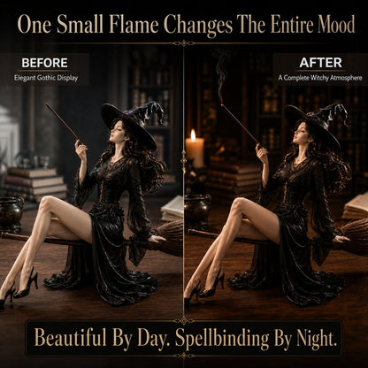 🔥 LAST DAY 49% OFF – 🪄 Gothic Witch Broom Incense Holder | Elegant Broom-Riding Witch Statue with Smoke-Spell Effect for Shelves, Altars & Moody Decor 🖤✨