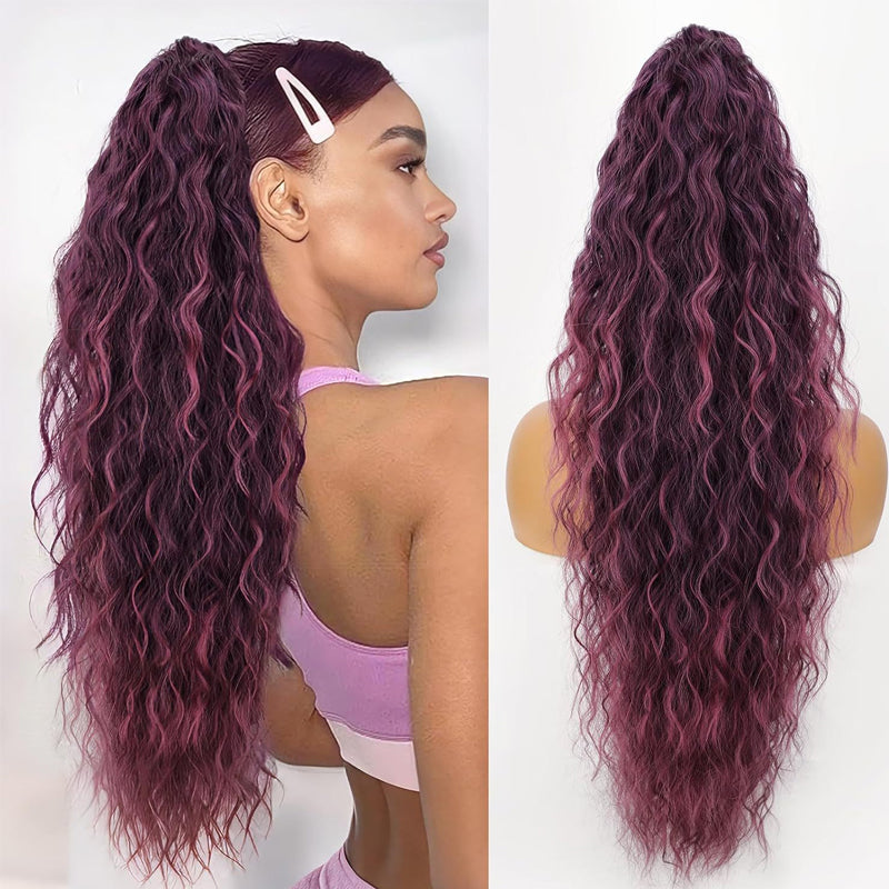 💜Water Ripple Lange Krullende Paardenstaart Clip Pruik💜