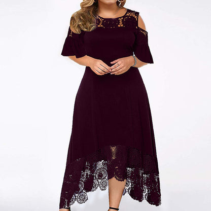 👗Kanten Ruche Jurk Met Korte Mouwen