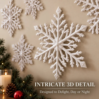 ❄️ LED-wandlampjes in de vorm van sneeuwvlokken | 3D-kerstversiering met sneeuwvlokken | Sets met 12, 24 en 36 sneeuwvlokken | Blauw en wit licht + afstandsbediening ✨