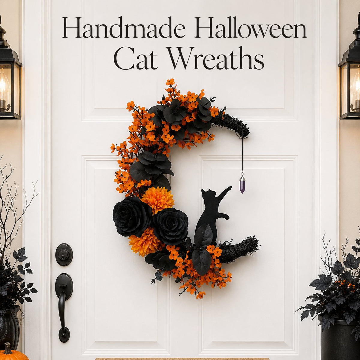 🌙Handmade Halloween Cat Wreath