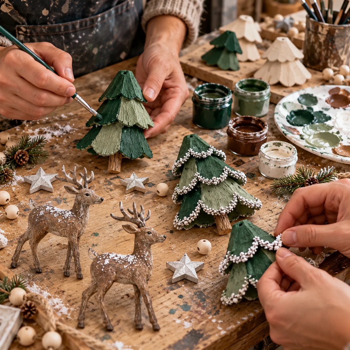 Verlichte kerstslinger met bosmotief