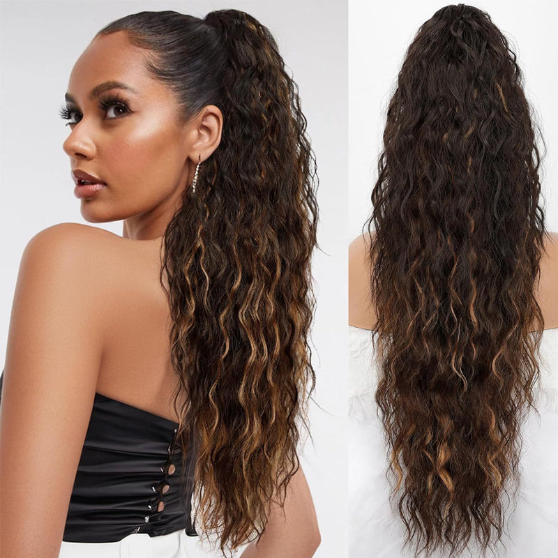 💜Water Ripple Lange Krullende Paardenstaart Clip Pruik💜