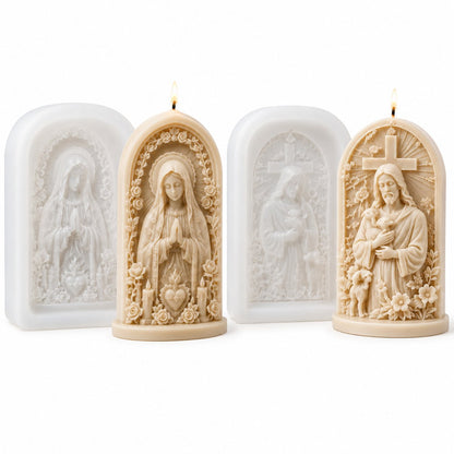 ⏳ 49 % korting – ✝️ 3D-kaarsvormenset „Jezus, de Goede Herder“ | Reliëf met kruis, lam en bloemen voor handgemaakte kaarsen met een religieus thema 🕯️✨
