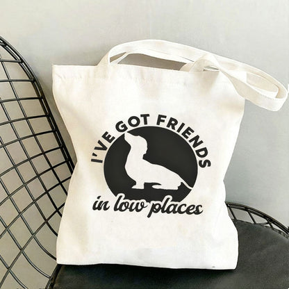 Canvas tas met teckelprint