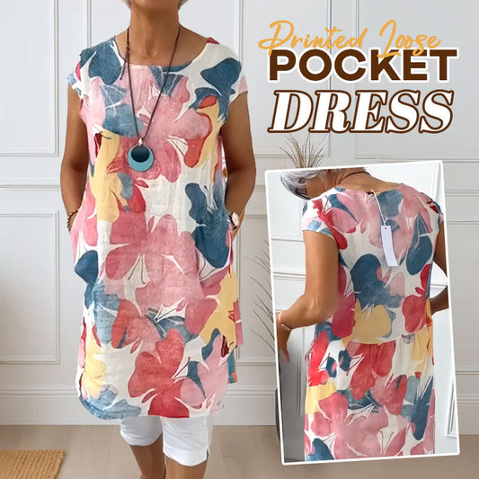 ✨Tijdelijke uitverkoop 39% KORTING🎁Bedrukte jurk met losse zakken