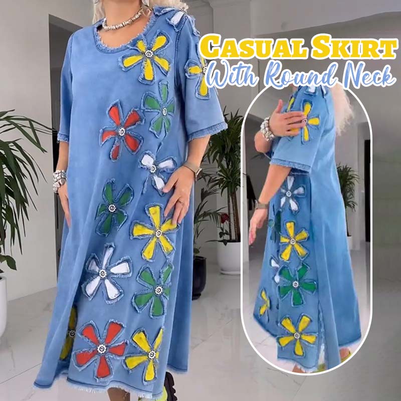 ✨Nieuwe productpromotie 45% korting🎁Casual Rok Met Ronde Hals