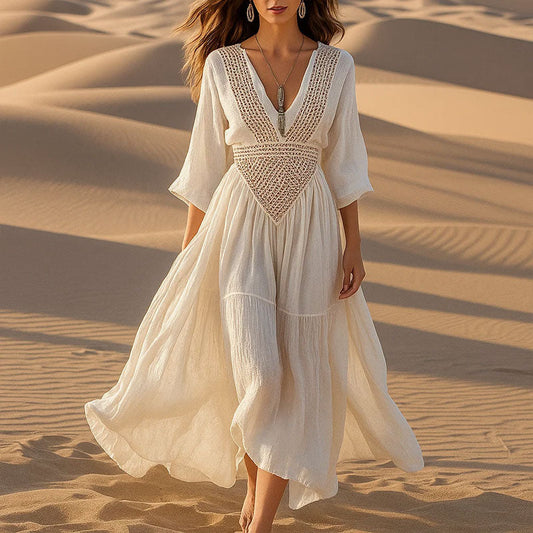 ✨Tijdelijke aanbieding 45% KORTING🎁Jurk Met Holle V-hals