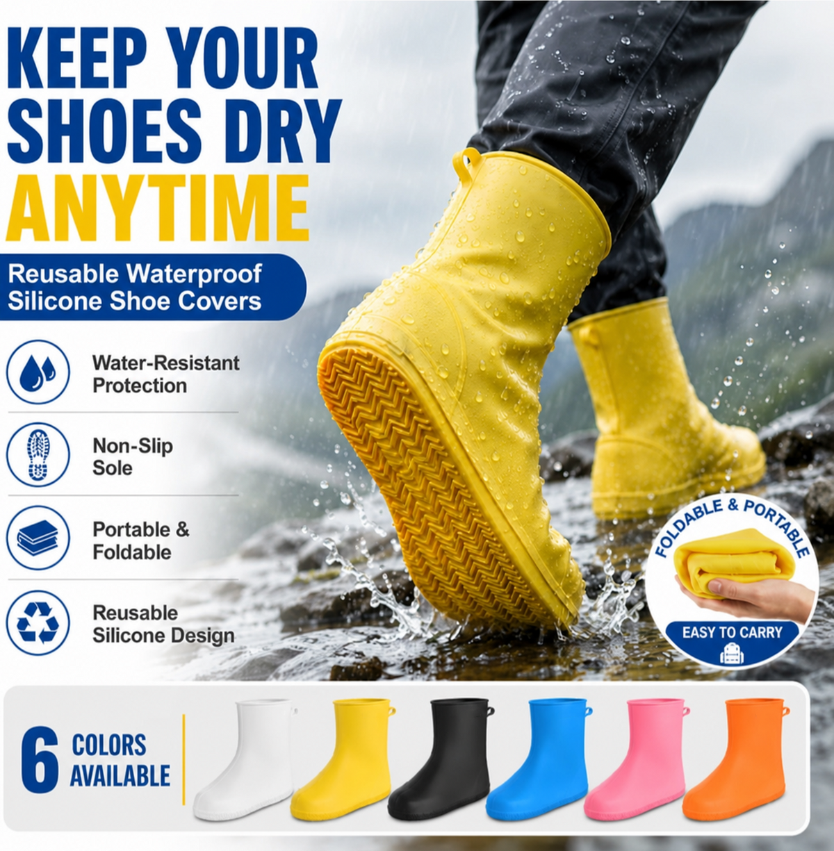 👟💧 Slijtvaste regenhoezen — waterdicht, slipvast en opvouwbaar voor avonturen in de buitenlucht