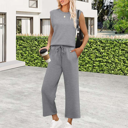 ✨Tijdelijke uitverkoop 45% KORTING🎁🌺2025 Nieuwe casual damestop met kapmouw en wijde broek in twee delen