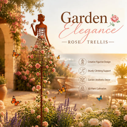 Klimrek voor planten in ‘Rust’-stijl met vrouwelijke jurk 🌹 Tuindecoratie voor buiten