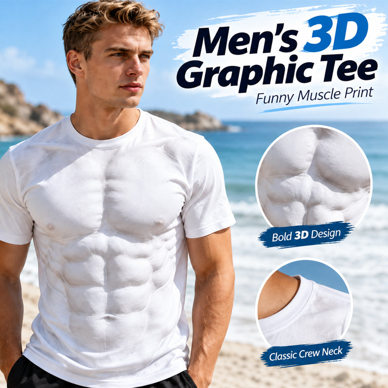😂Grappig T-shirt met spierprint – T-shirt met 3D-sixpack, hilarisch origineel cadeau voor mannen🎁