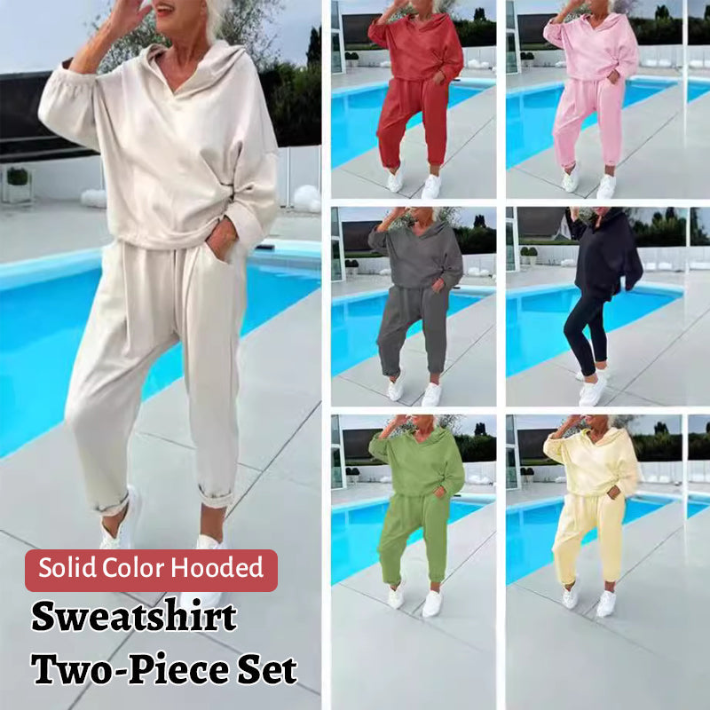 🔥Hot sale 49% KORTING🎁Effen kleur hoodie met capuchon, tweedelige set