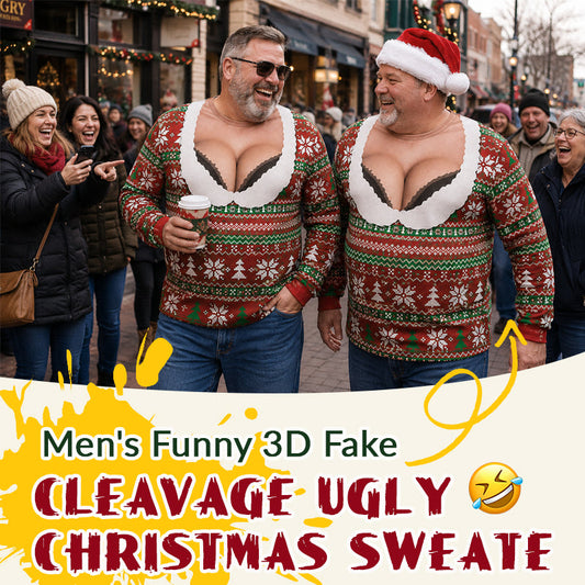 Grappige 3D-kersttrui voor heren met nepdecolleté