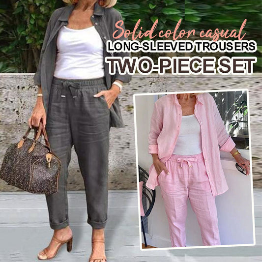 ✨Gratis verzending🎁Effen Casual Tweedelige Set Met Lange Mouwen En Broek
