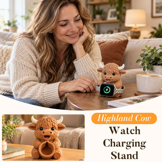 Highland Cow Smartwatch Charging Stand – Cute Desk & Bedside Holder
