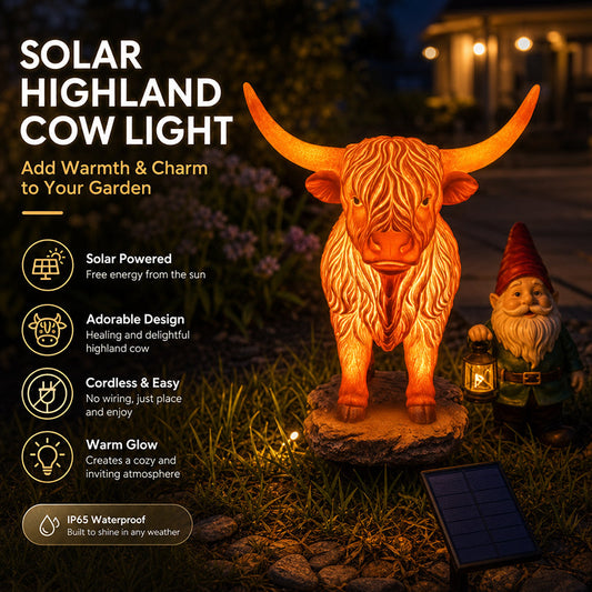 💡🐮 Zonne-energie-lamp in de vorm van een hooglandkoe