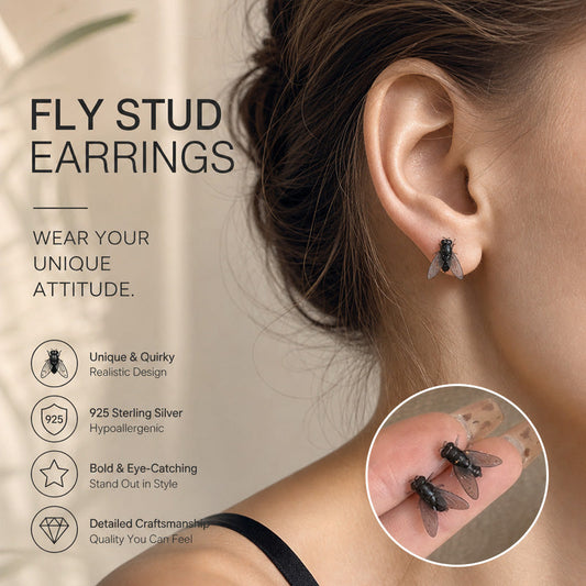 🔥Laatste dag van de kortingen! Realistic Fly Stud Earrings – Quirky Novelty Statement Jewelry