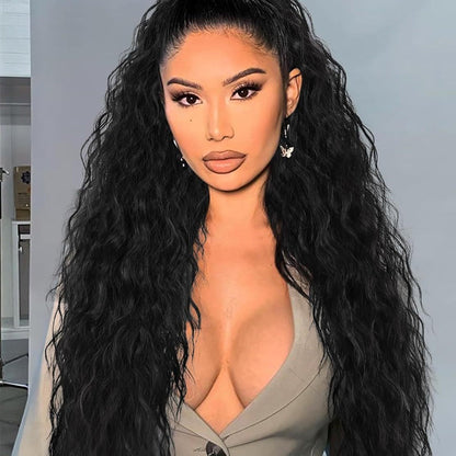 💜Water Ripple Lange Krullende Paardenstaart Clip Pruik💜