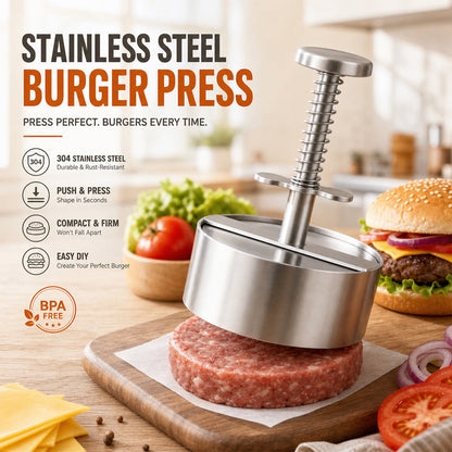 🍔 Roestvrijstalen hamburgerpers | Maak eenvoudig perfecte, gelijkmatige hamburger