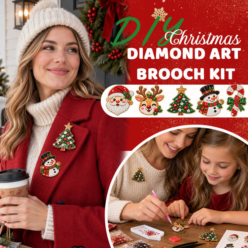 ✨🎄 DIY Christmas Diamond Painting Brooch Kit — 6 Festive Designs, Wearable Sparkle