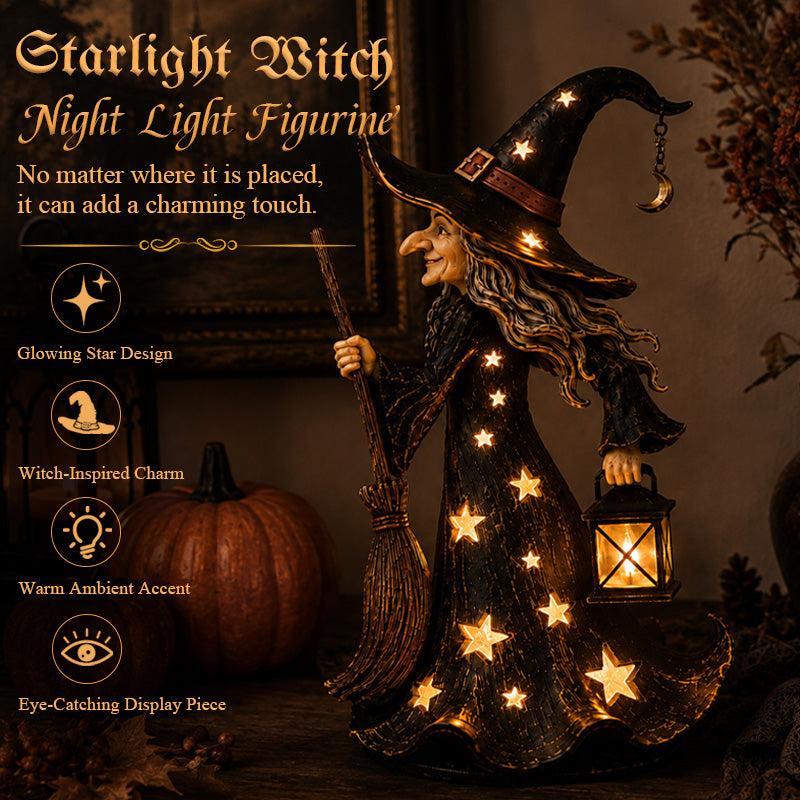 Starlight-heksen-nachtlampje | Halloween-heksenornament met warme LED-lampjes