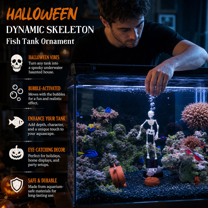 💀 Dynamisch Halloween-aquariumornament in de vorm van een skelet: een door lucht aangedreven aquariumversiering!🐠
