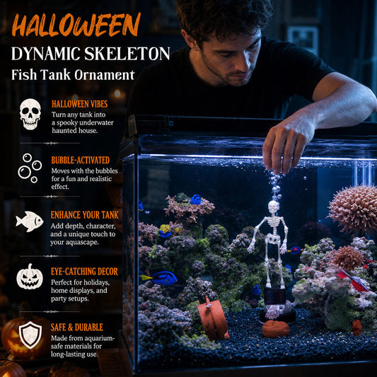 💀 Dynamisch Halloween-aquariumornament in de vorm van een skelet: een door lucht aangedreven aquariumversiering!🐠